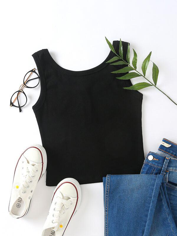 Button Detail Scoop Neck Tank Top - INS | Online Fashion Free Shipping Clothing, Dresses, Tops, Shoes