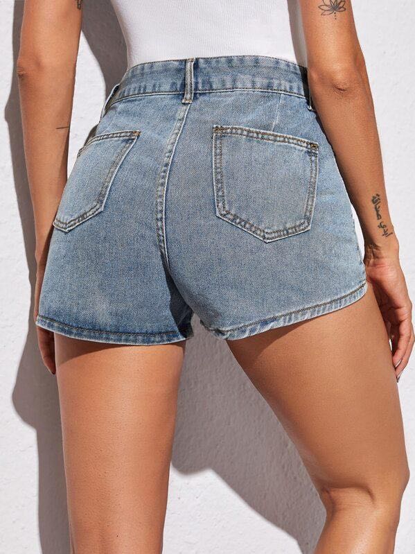 Button Front Pocket Denim Shorts - INS | Online Fashion Free Shipping Clothing, Dresses, Tops, Shoes