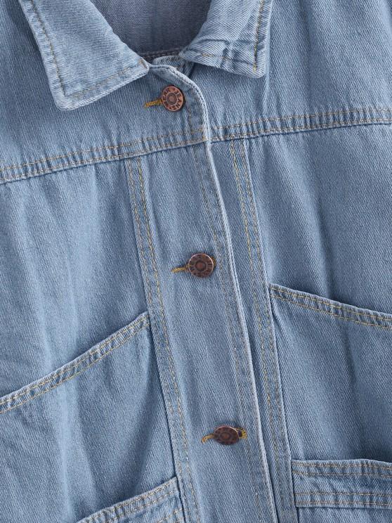 Button Up Ladder Pockets Denim Jacket - INS | Online Fashion Free Shipping Clothing, Dresses, Tops, Shoes