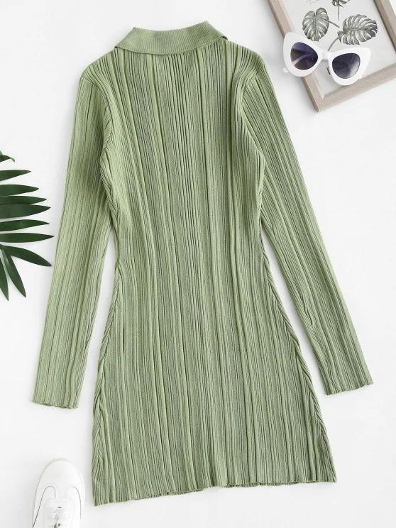Button Up Ribbed Bodycon Sweater Dress - INS | Online Fashion Free Shipping Clothing, Dresses, Tops, Shoes