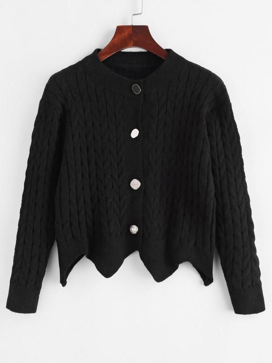 Cable Knit Button Up Angled Hem Cardigan - INS | Online Fashion Free Shipping Clothing, Dresses, Tops, Shoes