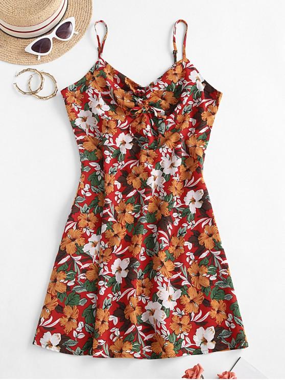 Cami Cinched Front Floral Mini Dress - INS | Online Fashion Free Shipping Clothing, Dresses, Tops, Shoes