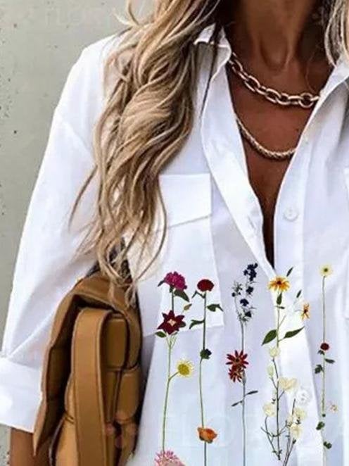 Casual Loose Floral Print Long-sleeved Shirt - Blouses - INS | Online Fashion Free Shipping Clothing, Dresses, Tops, Shoes - 14/07/2021 - 20-30 - BLO2107141194