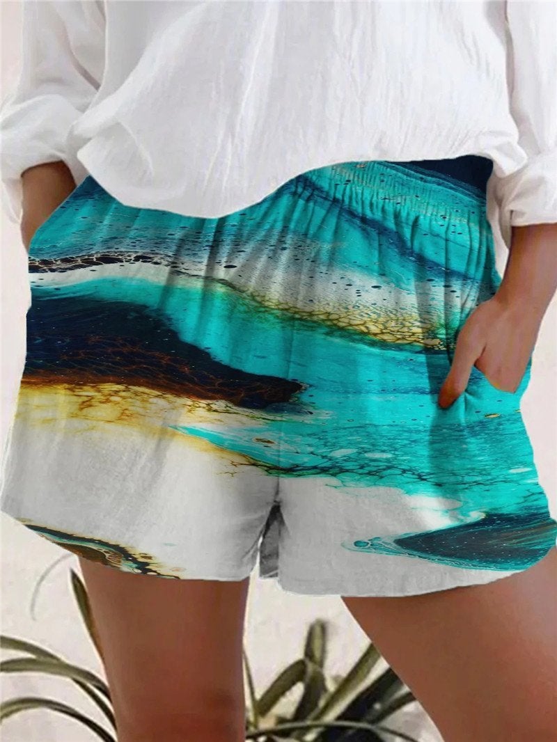 Casual Print Pocket Shorts - Shorts - INS | Online Fashion Free Shipping Clothing, Dresses, Tops, Shoes - 11/06/2021 - Bottoms - Color_Blue