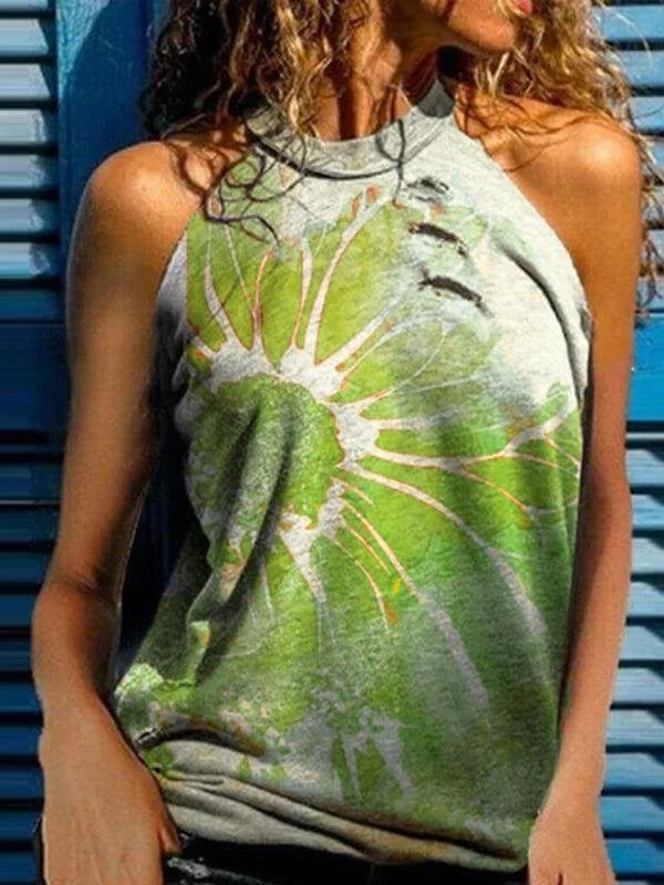 Casual Printed Sleeveless Halter Tank Tops - Tank Tops - INS | Online Fashion Free Shipping Clothing, Dresses, Tops, Shoes - 08/07/2021 - 10-20 - Category_Tank Tops