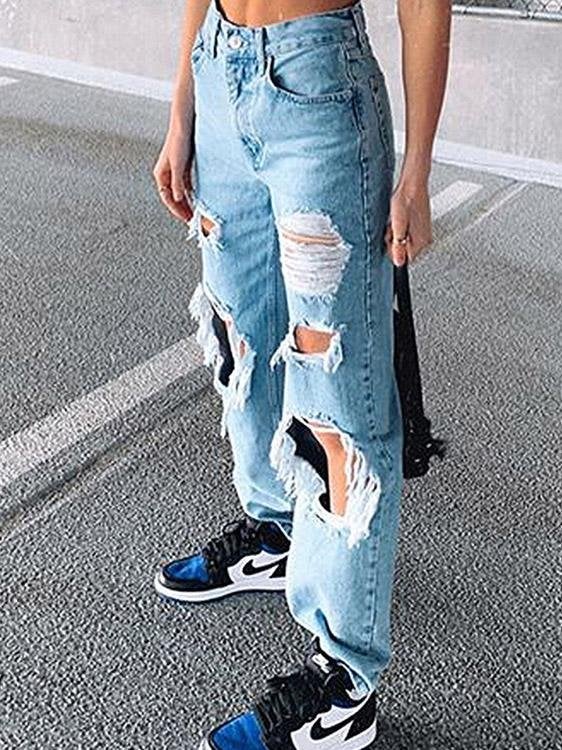 Casual Slim Fit Pocket Ripped Jeans - Jeans - INS | Online Fashion Free Shipping Clothing, Dresses, Tops, Shoes - 23/07/2021 - 30-40 - Bottom