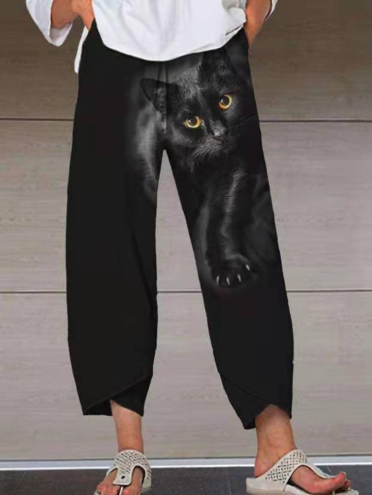 Cat Print Casual Lantern Pocket Pant - Pants - INS | Online Fashion Free Shipping Clothing, Dresses, Tops, Shoes - 15/06/2021 - Bottom - Category_Pants
