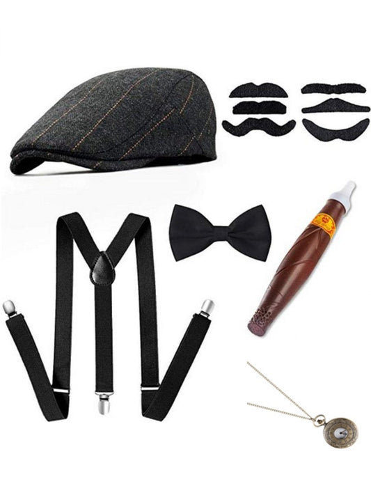 1920s Accessories Retro Cosplay Gatsby Gangster Hat Set Costume Accessories