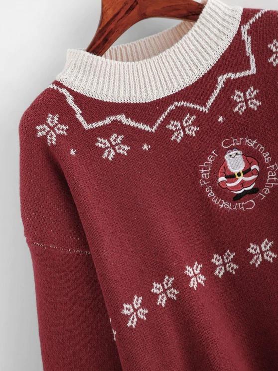 Chirstmas Santa Claus Embroidered Snowflake Sweater - INS | Online Fashion Free Shipping Clothing, Dresses, Tops, Shoes