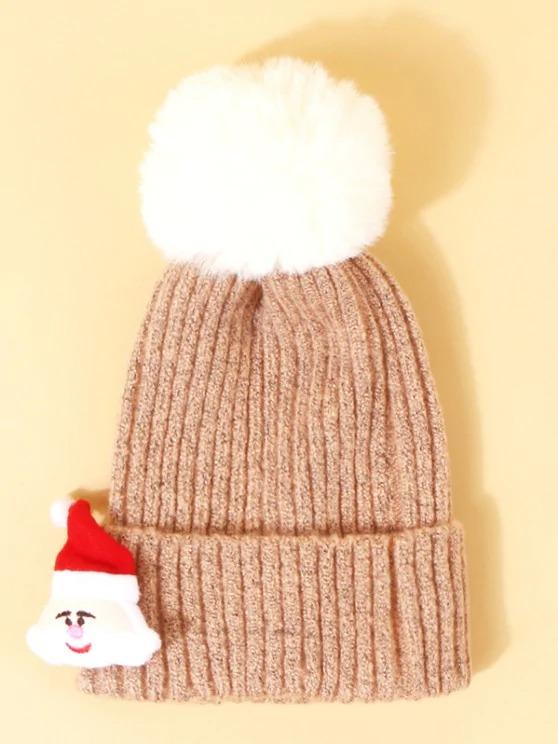 Christmas Santa Pattern Pom Pom Hat - INS | Online Fashion Free Shipping Clothing, Dresses, Tops, Shoes