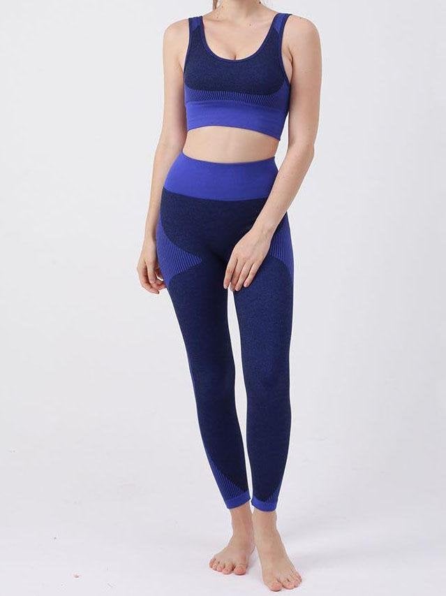 Colorblock Sports Bra & Wide Waistband Leggings - Activewear - INS | Online Fashion Free Shipping Clothing, Dresses, Tops, Shoes - 02/03/2021 - Activewear - Color_Purple