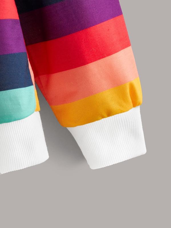 Contrast Binding Rainbow Striped Sweatshirt - INS | Online Fashion Free Shipping Clothing, Dresses, Tops, Shoes