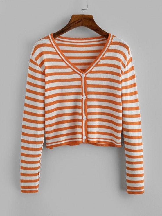Contrast Short Striped Cardigan - INS | Online Fashion Free Shipping Clothing, Dresses, Tops, Shoes