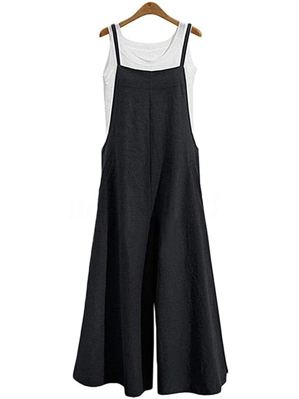Cotton And Linen Back Wide Loose Solid Color Wide-Leg Casual Jumpsuit - Jumpsuits - INS | Online Fashion Free Shipping Clothing, Dresses, Tops, Shoes - 12/05/2021 - 120521 - Category_Jumpsuits