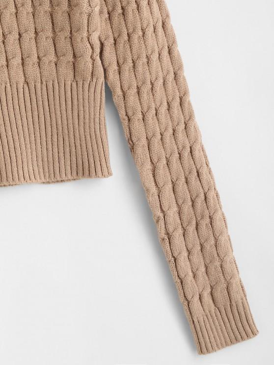 Crew Neck Ribbed Trim Cable Knit Sweater - INS | Online Fashion Free Shipping Clothing, Dresses, Tops, Shoes