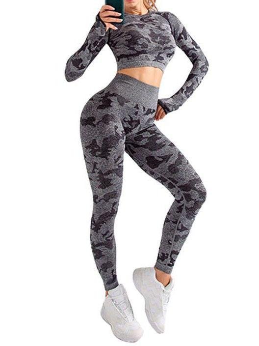 Cut Out Back Camo Print Sports Tee - Activewear - INS | Online Fashion Free Shipping Clothing, Dresses, Tops, Shoes - 02/04/2021 - 0204V3 - Activewear