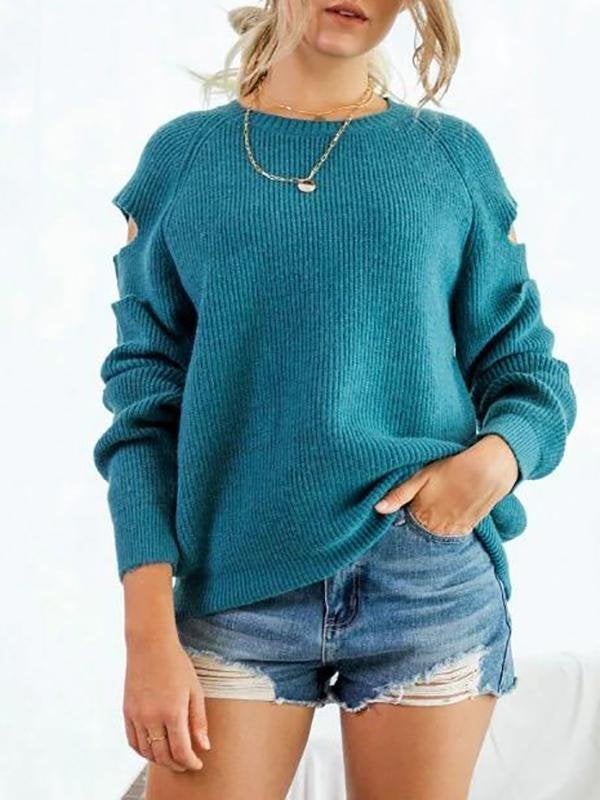 Cutout Raglan Sleeve Jumper Sweater - Sweaters - INS | Online Fashion Free Shipping Clothing, Dresses, Tops, Shoes - 02/08/2021 - Autumn - Casual