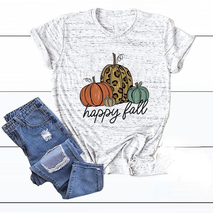 Plus Size Halloween Shirts For women Pumpkin Print Loose Tops