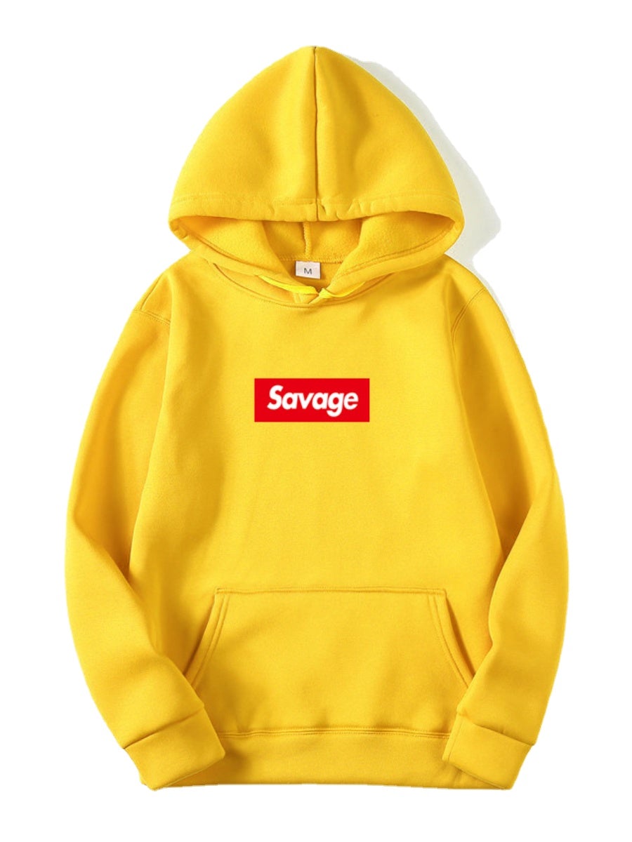 Savage Sweatshirts Drawstring Printed Long Sleeved Casual Plus Size Hoodies