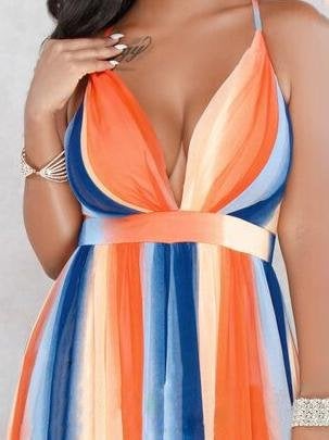 Deep V-neck Open Back Chiffon Dress - Maxi Dresses - INS | Online Fashion Free Shipping Clothing, Dresses, Tops, Shoes - 30/06/2021 - 40-50 - color-multi