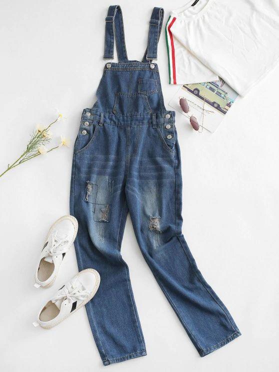 Distressed Pocket Boyfriend Overall Jumpsuit - INS | Online Fashion Free Shipping Clothing, Dresses, Tops, Shoes