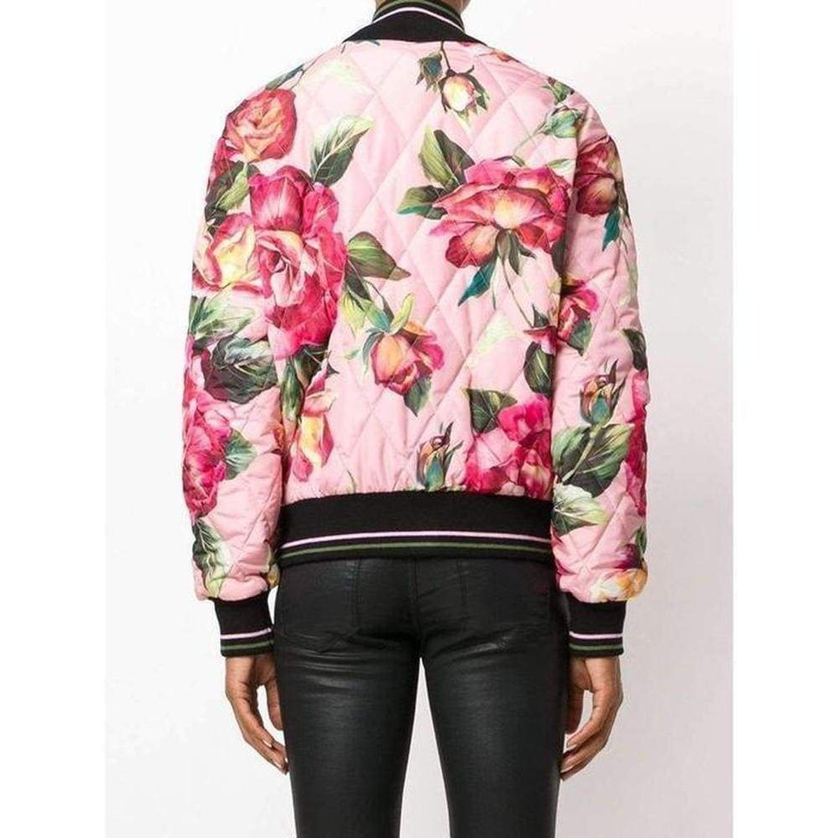 Rose Print Bomber Jacket