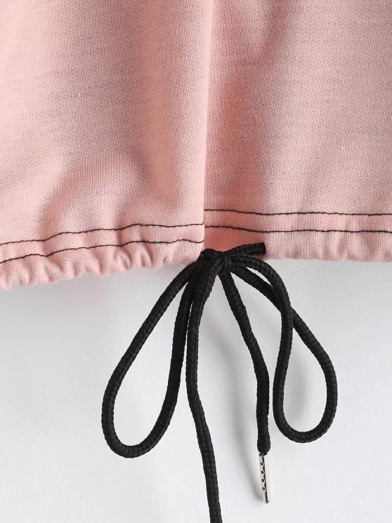 Drawstring Color Block Pullover Sweatshirt - INS | Online Fashion Free Shipping Clothing, Dresses, Tops, Shoes