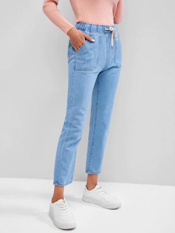 Drawstring Pocket Stovepipe Jeans - INS | Online Fashion Free Shipping Clothing, Dresses, Tops, Shoes