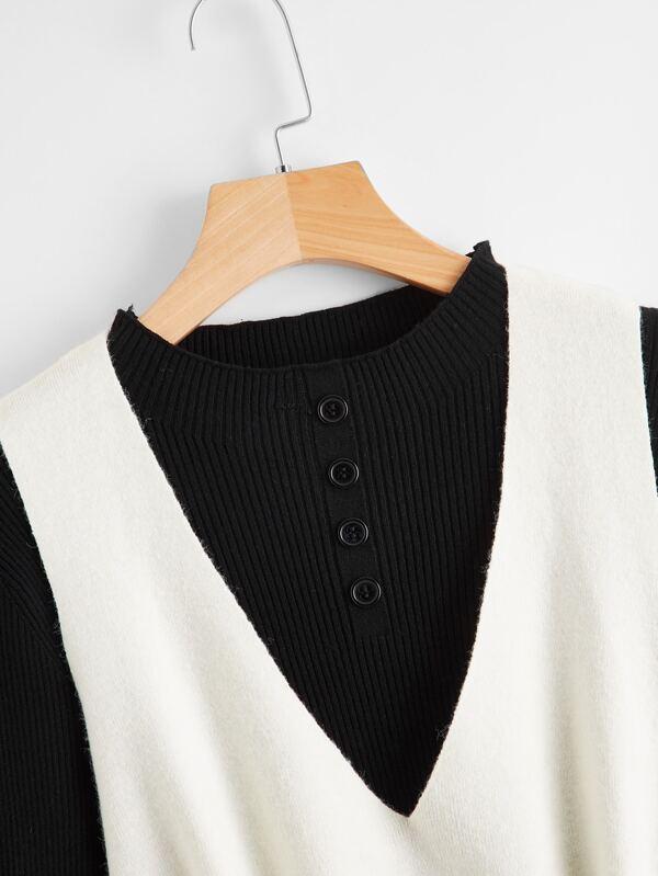 Drawstring Waist Vest & Rib-knit Dress Sweater Set - INS | Online Fashion Free Shipping Clothing, Dresses, Tops, Shoes