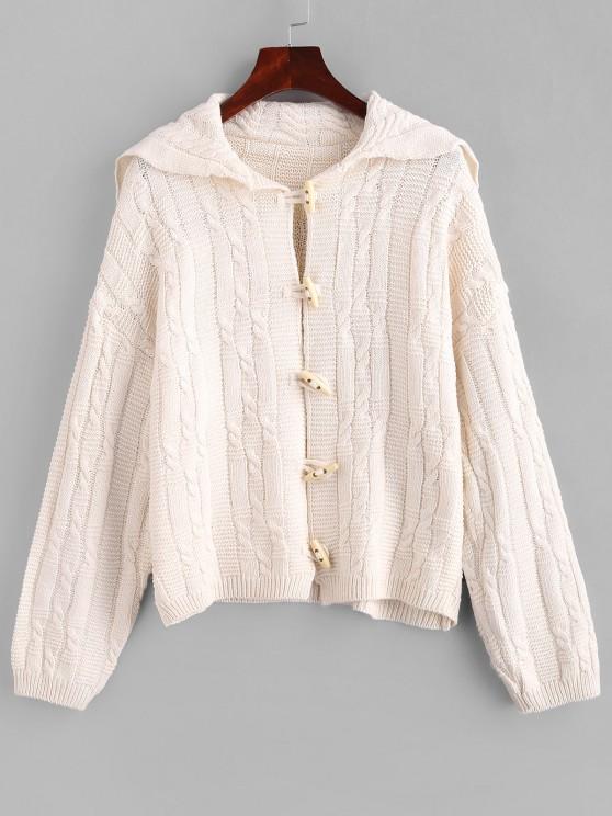 Drop Shoulder Cable Knit Horn Button Cardigan - INS | Online Fashion Free Shipping Clothing, Dresses, Tops, Shoes