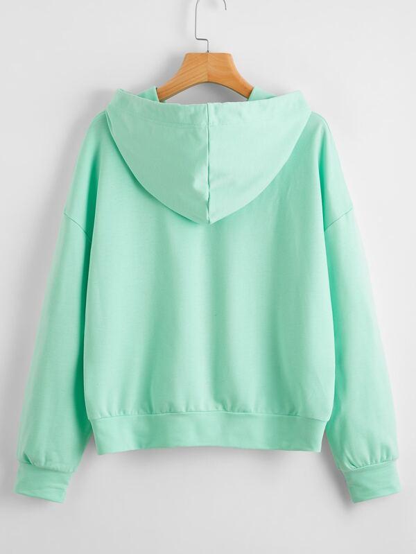 Drop Shoulder Drawstring Oversized Hoodie - Sweatshirts - INS | Online Fashion Free Shipping Clothing, Dresses, Tops, Shoes - 01/30/2021 - Casual - Color_Green