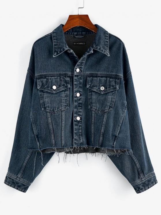 Drop Shoulder Frayed Hem Denim Jacket - INS | Online Fashion Free Shipping Clothing, Dresses, Tops, Shoes