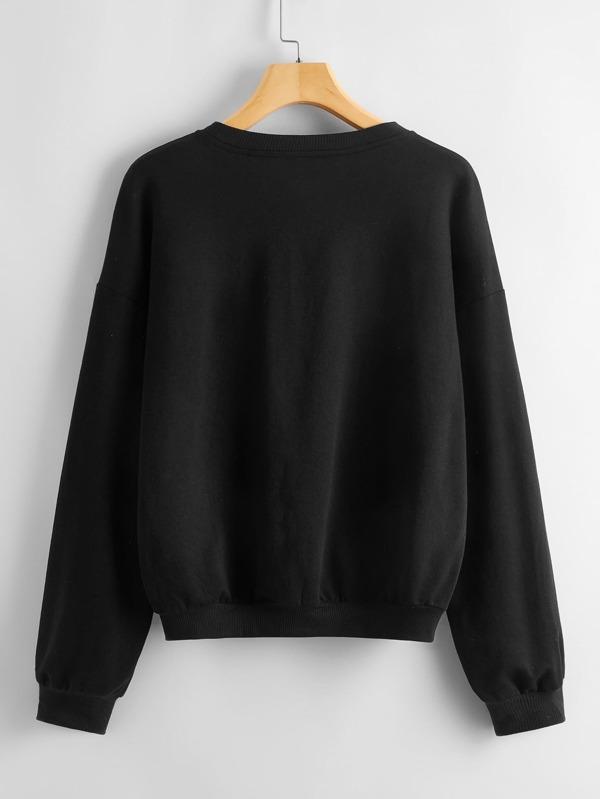 Drop Shoulder Graphic Pullover - INS | Online Fashion Free Shipping Clothing, Dresses, Tops, Shoes