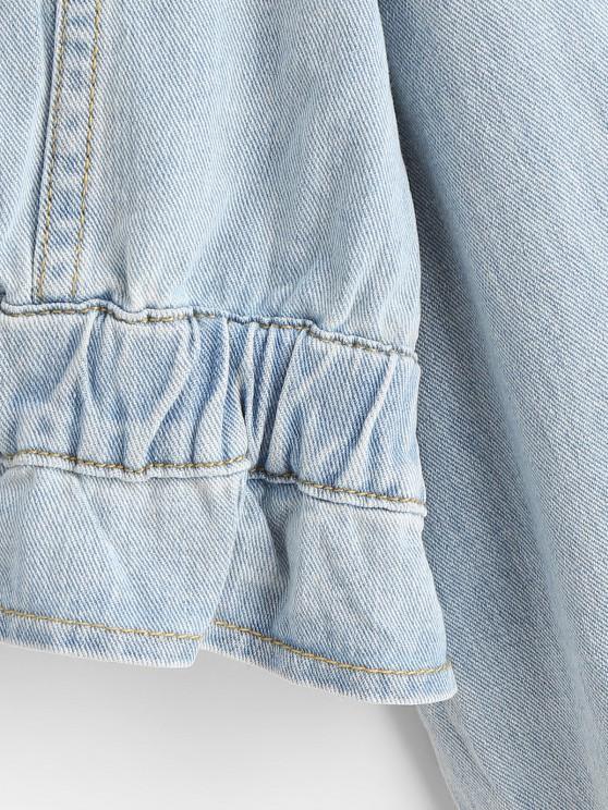 Drop Shoulder Pocket Peplum Denim Jacket - INS | Online Fashion Free Shipping Clothing, Dresses, Tops, Shoes