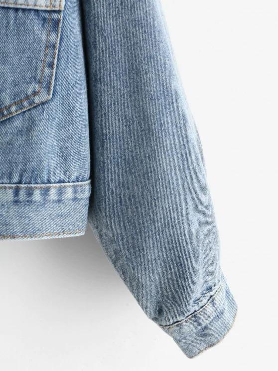 Drop Shoulder Pocket Single Breasted Denim Jacket - INS | Online Fashion Free Shipping Clothing, Dresses, Tops, Shoes