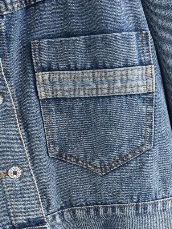 Drop Shoulder Pocket Single Breasted Denim Jacket - INS | Online Fashion Free Shipping Clothing, Dresses, Tops, Shoes