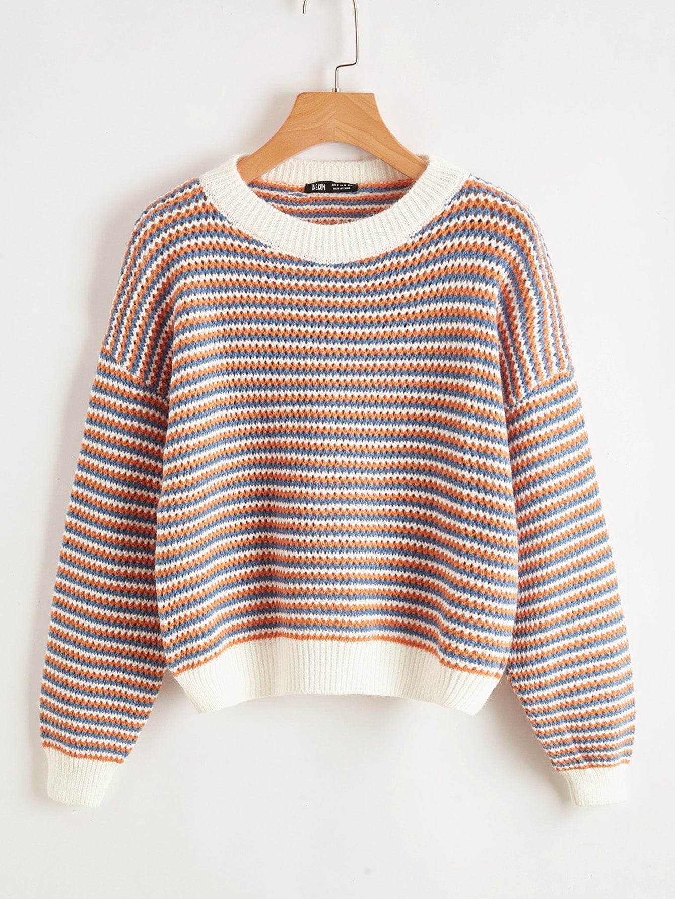 Drop Shoulder Striped Sweater - INS | Online Fashion Free Shipping Clothing, Dresses, Tops, Shoes