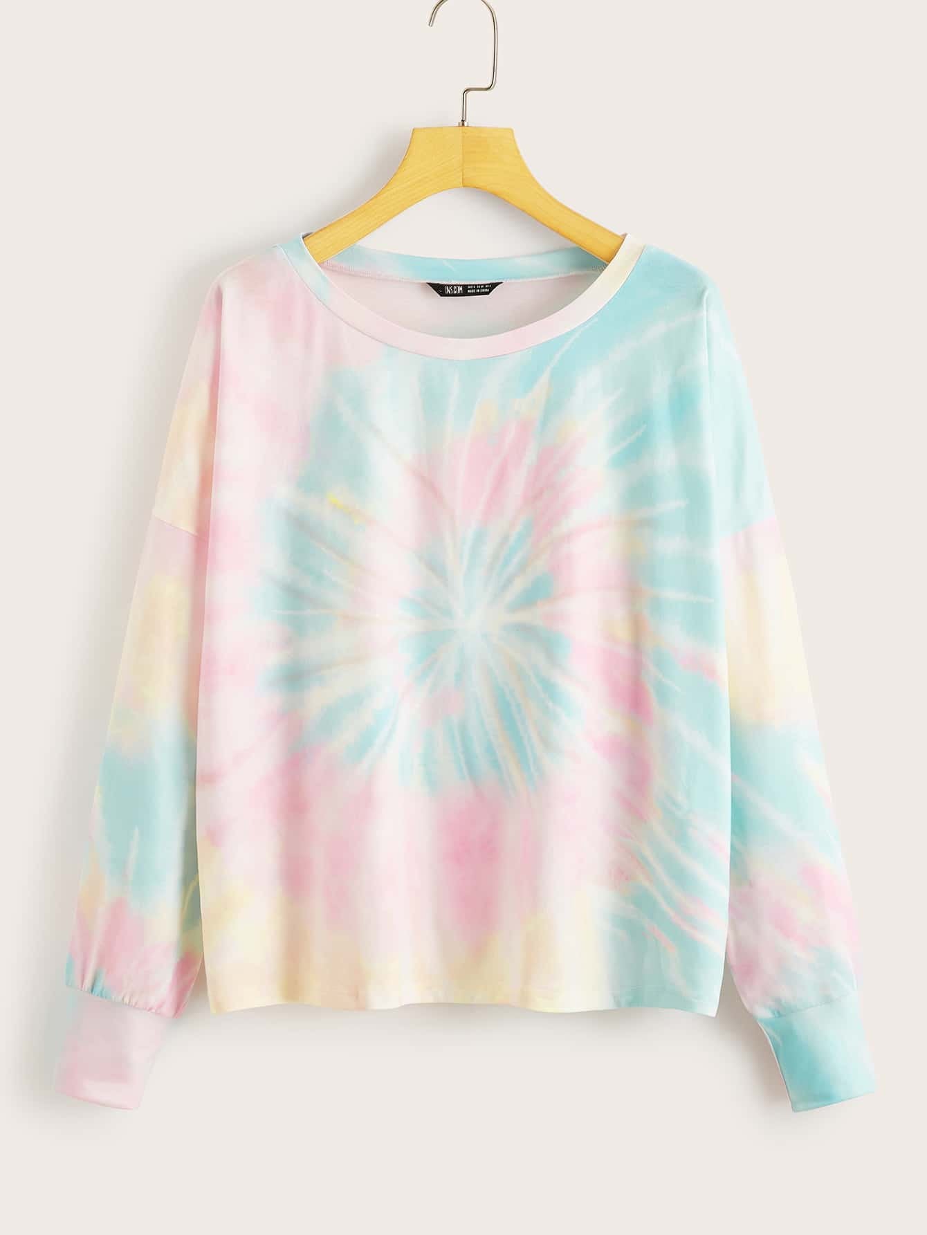 Drop Shoulder Tie Dye Sweatshirt - INS | Online Fashion Free Shipping Clothing, Dresses, Tops, Shoes