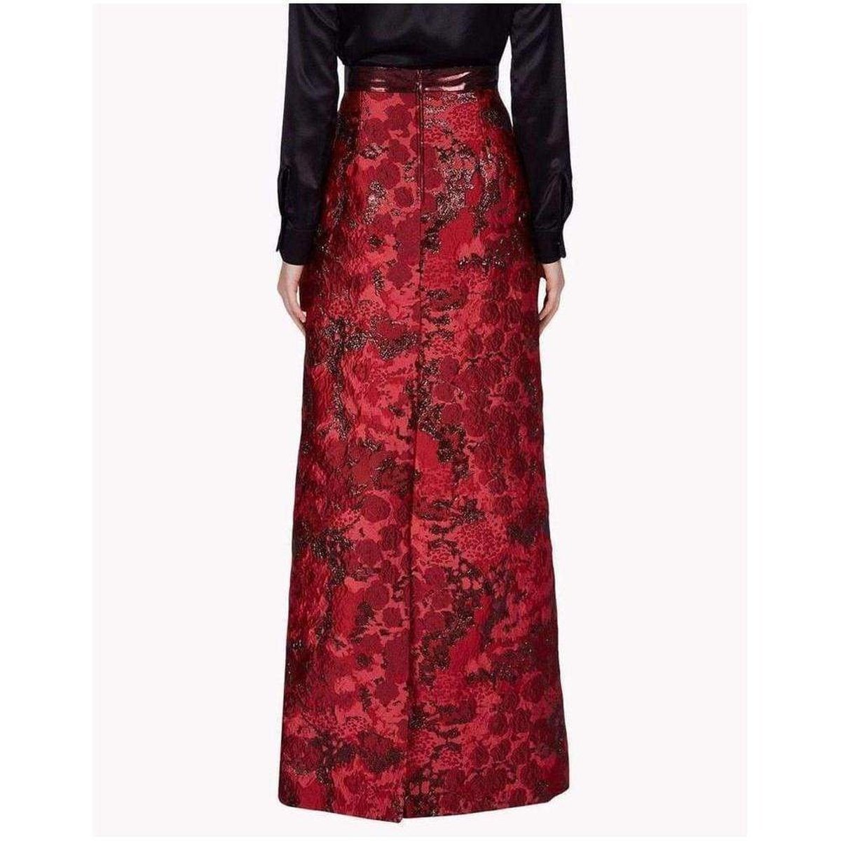 Red Dalma Silk Blend Maxi Skirt