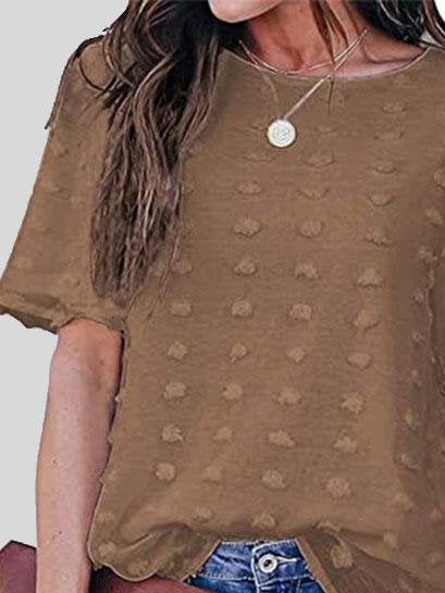 Embroidered Tulle Fake Two-piece Chiffon Short Sleeve T-shirts - T-Shirts - INS | Online Fashion Free Shipping Clothing, Dresses, Tops, Shoes - 04/06/2021 - Category_T-Shirts - Color_Coffee