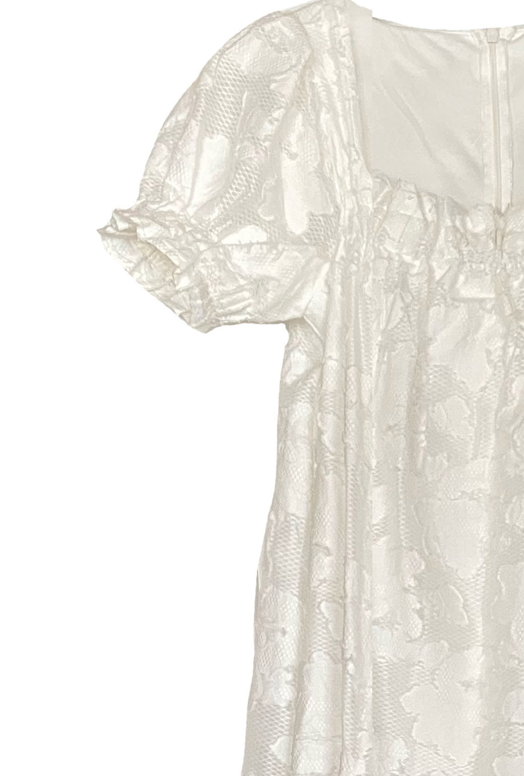 Puff Sleeve Midi Dress  - White - Final Sale