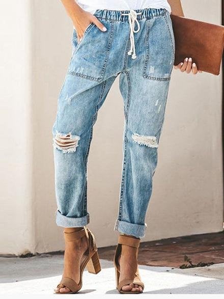 Fashion Casual Street Hipster Straight Leg Ripped Trousers Jeans - Jeans - INS | Online Fashion Free Shipping Clothing, Dresses, Tops, Shoes - 20-30 - 21/07/2021 - Bottoms