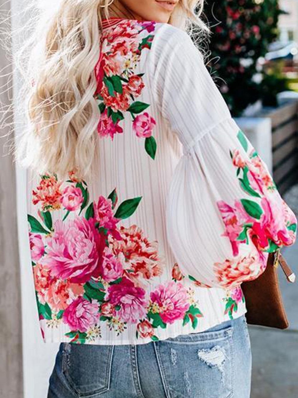 Fashion Floral Print Puff Sleeve Shirt - Blouses - INS | Online Fashion Free Shipping Clothing, Dresses, Tops, Shoes - 20-30 - 20/07/2021 - BLO2107201211