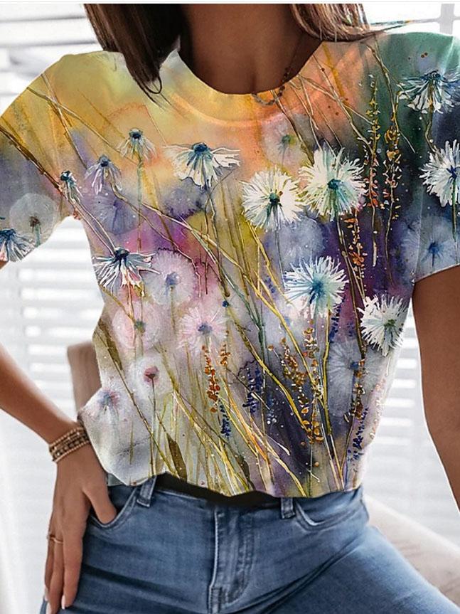 Fashion Tie-dye Variegated Print Short-sleeved Top - T-shirts - INS | Online Fashion Free Shipping Clothing, Dresses, Tops, Shoes - 04/06/2021 - Color_Green - Color_Purple