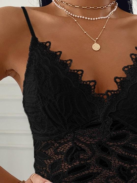 Fashion V-neck Lace Sling Sleeveless Vest - Tank Tops - INS | Online Fashion Free Shipping Clothing, Dresses, Tops, Shoes - 17/06/2021 - 20-30 - color-black