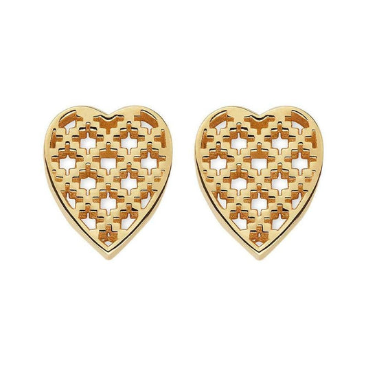 18K Yellow Gold Diamantissima Heart Stud Earrings
