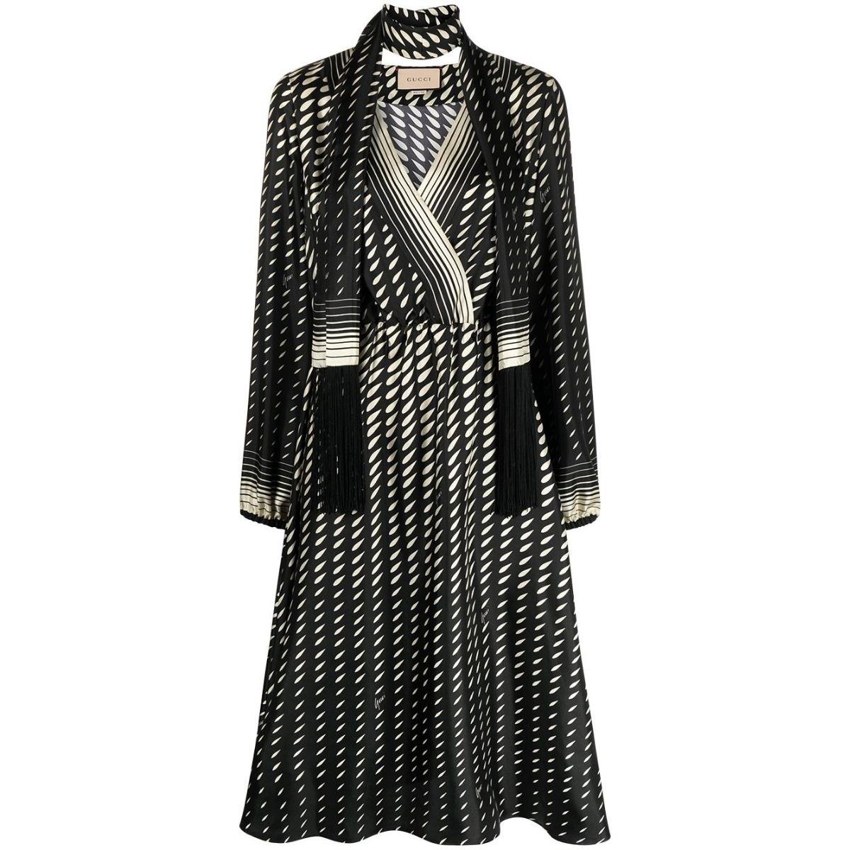 Printed Scarf Belted Wrap Dress