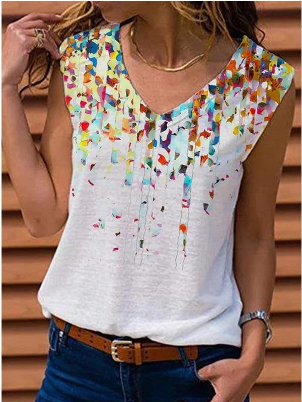 Hot Sale Floral Vest Sleeveless T-shirt - T-shirts - INS | Online Fashion Free Shipping Clothing, Dresses, Tops, Shoes - 13/05/2021 - 13052021 - 130521