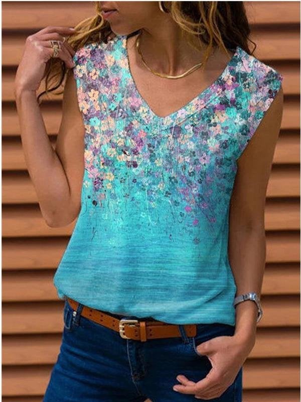 Hot Sale Floral Vest Sleeveless T-shirt - T-shirts - INS | Online Fashion Free Shipping Clothing, Dresses, Tops, Shoes - 13/05/2021 - 13052021 - 130521