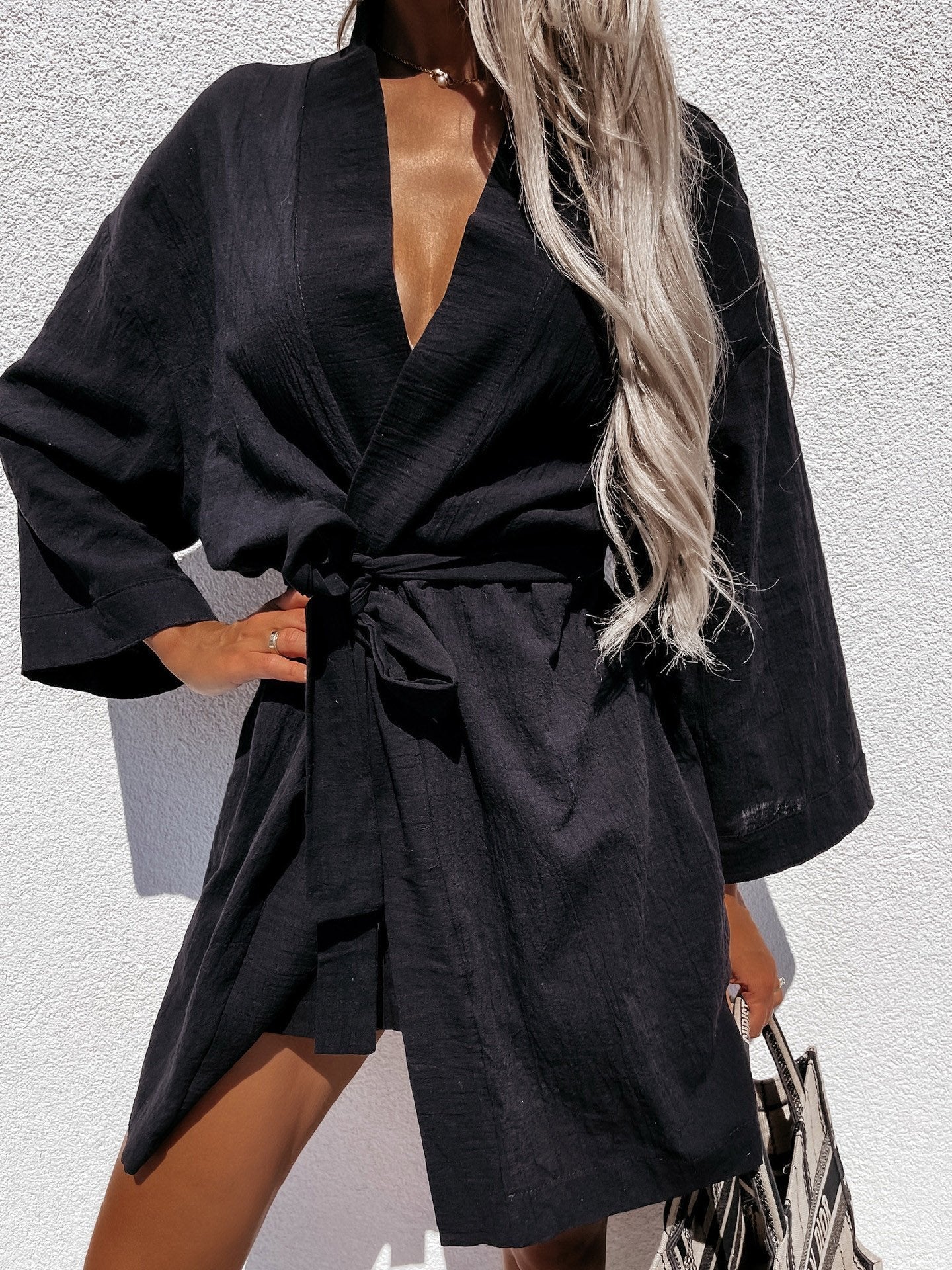 INS Women's Loose Long Sleeve Belted Shirt Dress - Mini Dresses - INS | Online Fashion Free Shipping Clothing, Dresses, Tops, Shoes - 02/08/2021 - 20-30 - Category_Mini Dresses